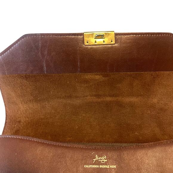 Vintage Gary's Of California Brown Leather Clutch Envelope Bag Wallet - Picture 7 of 16